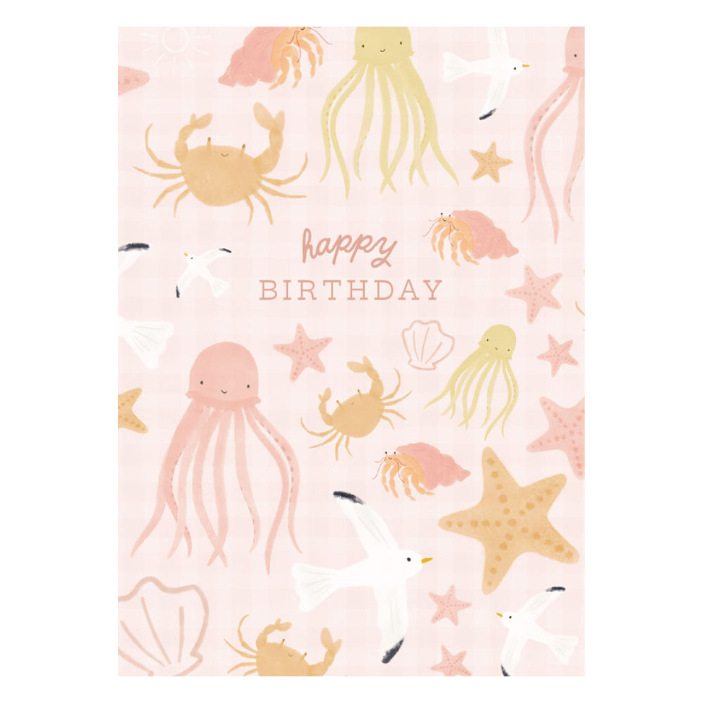 Greeting Card - Bubbles - Pink Sea Life